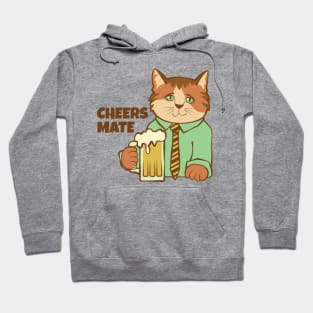 Cheers Mate Cat and Beer Hoodie